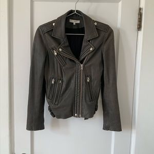 IRO HAN Leather Jacket - Size 36 - US 4 - Charcoal Gray.